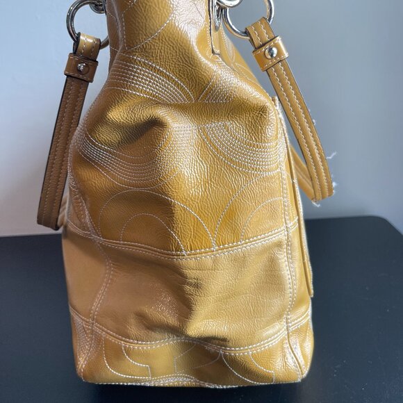 Coach 1941 Alex Gold Patent Leather Tote, Style 14265 - Gold - Preowned - Picture 3 of 16